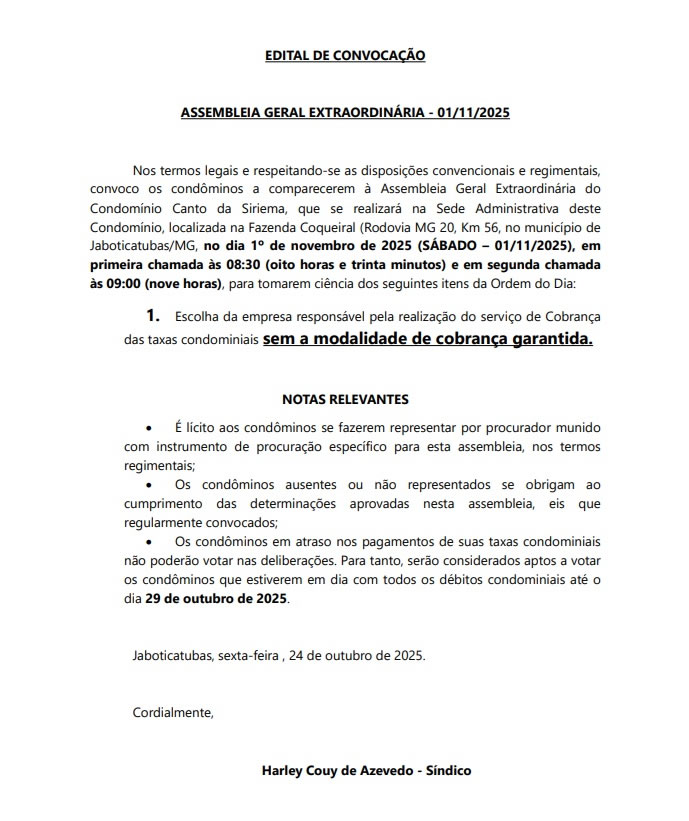 Condomnio Canto da Siriema