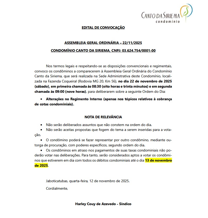 Condomnio Canto da Siriema